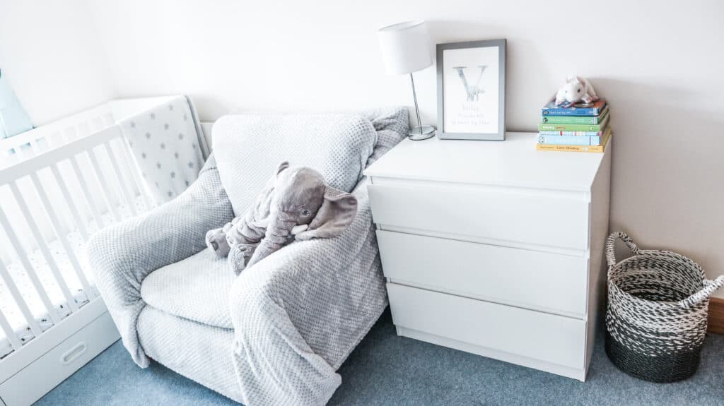 white and grey toned boy nursery