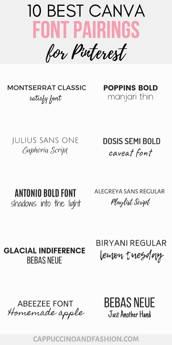 10 Best Canva Font Pairings - Free Pinterest Fonts - Madeline Hegedus