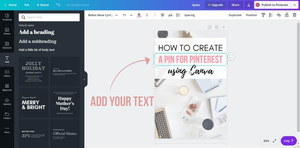 how to create a pin for pinterest using canva