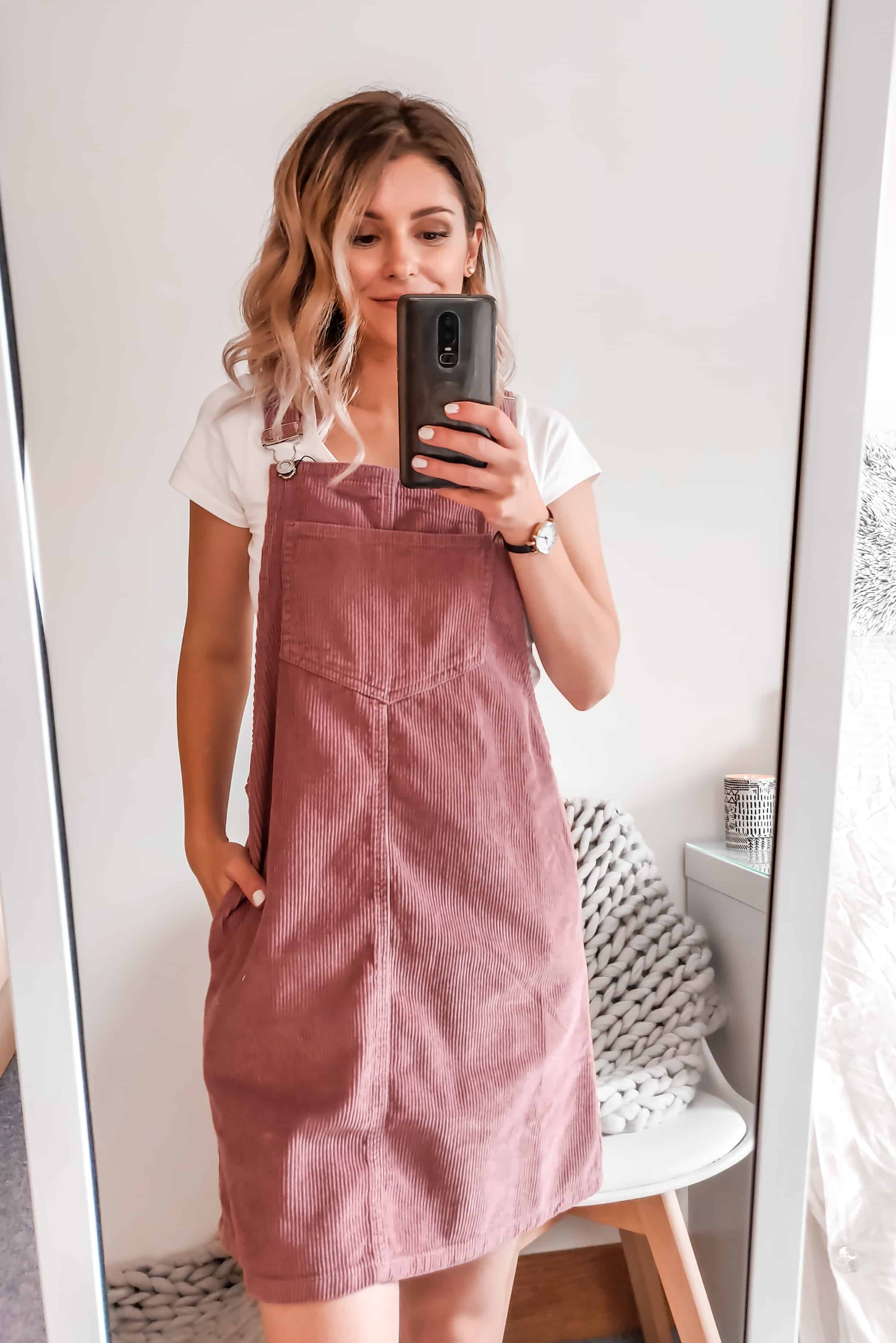 dusty pink pinafore dress Primark style