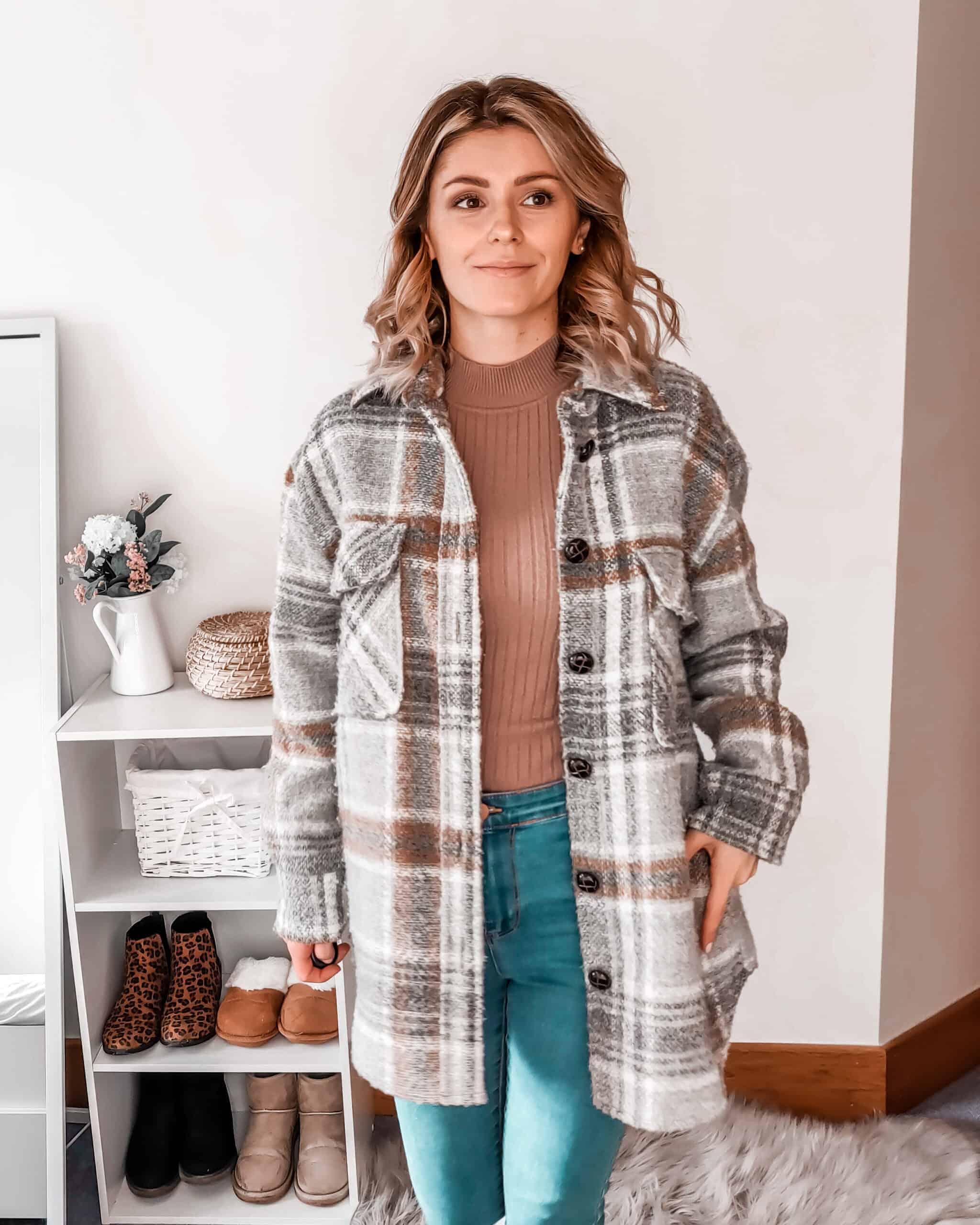 Primark checked jacket with camel jumper autumn winter fashion
