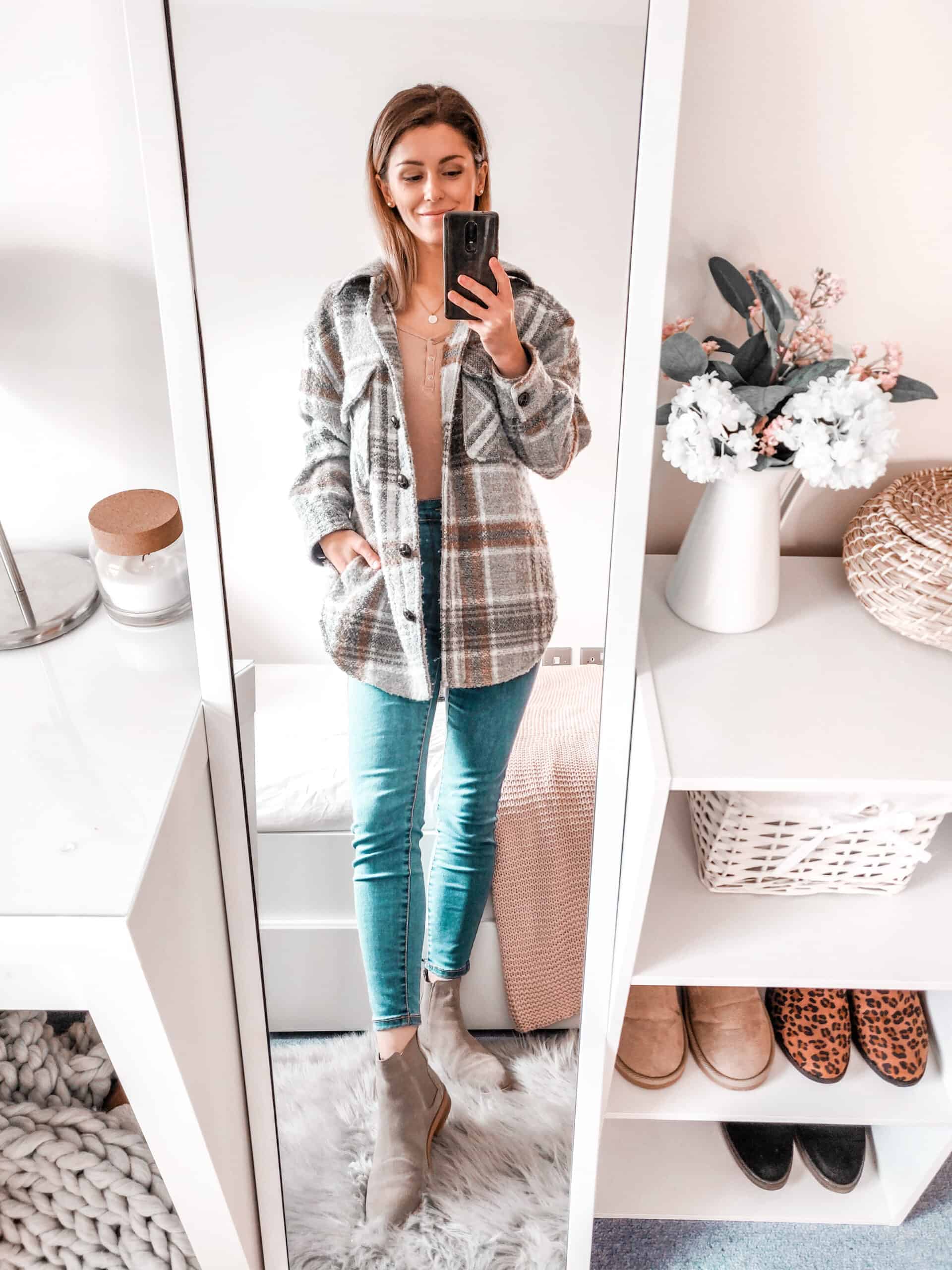 Primark check jacket outfit for autumn winter fashion