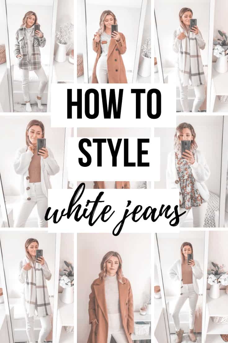 how to wear and style white jeans in fall winter