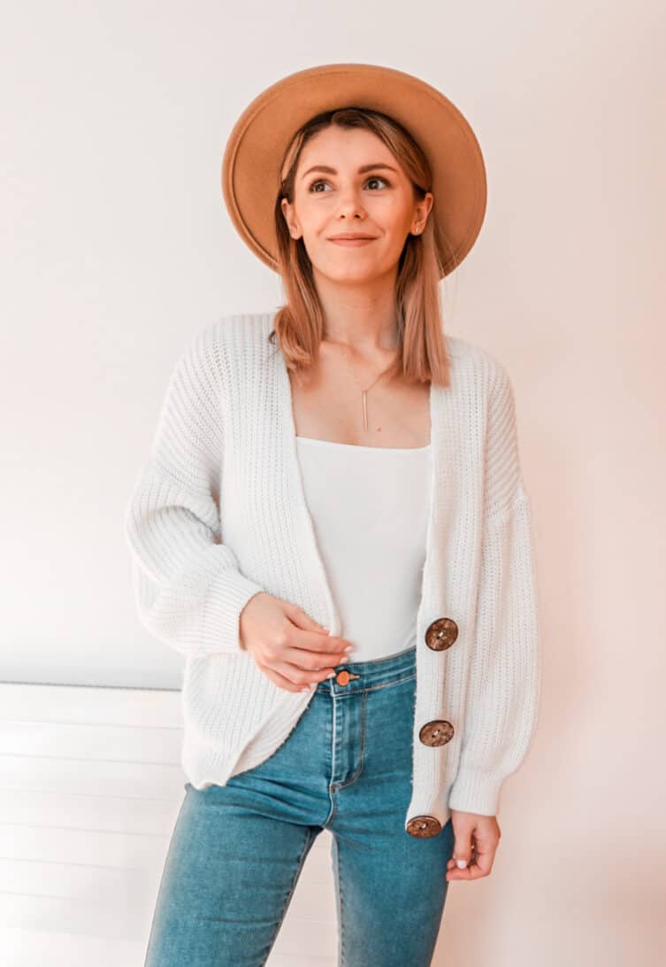 wool felt hat chunky cardigan primark asos outfit