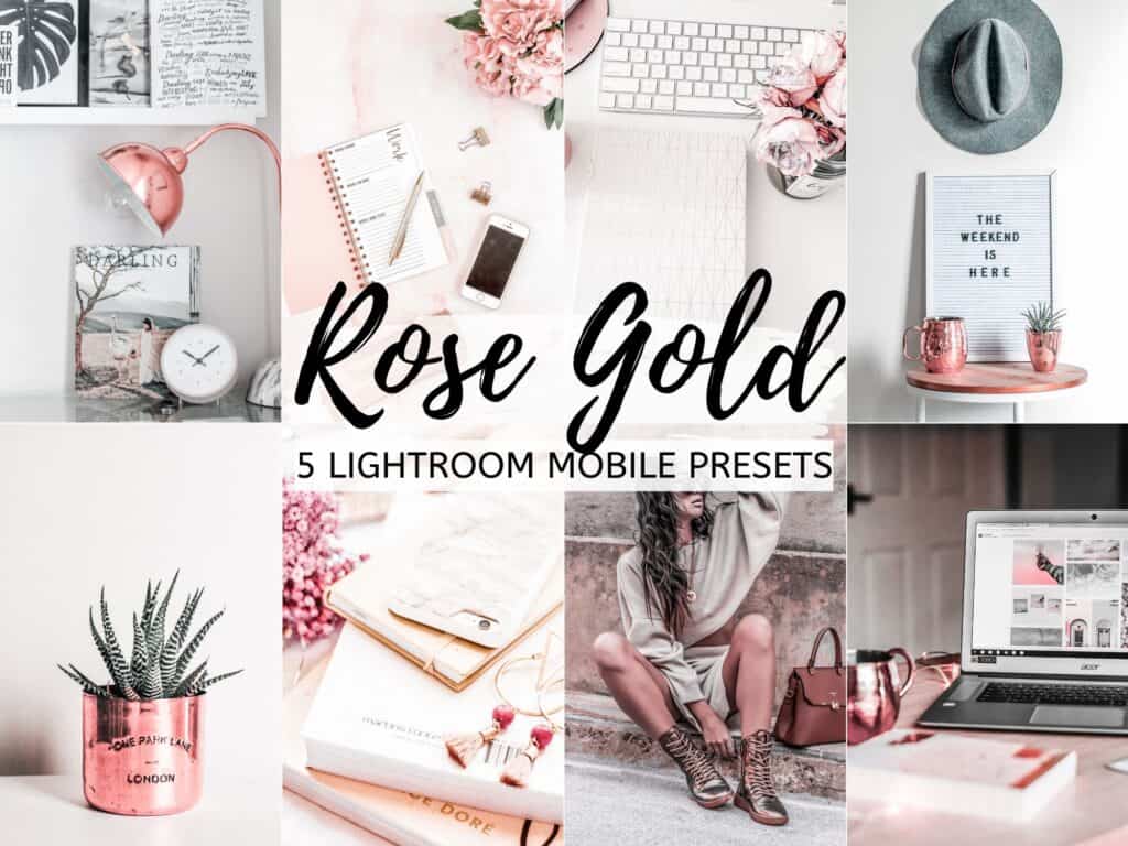 rose gold bright airy lightroom presets