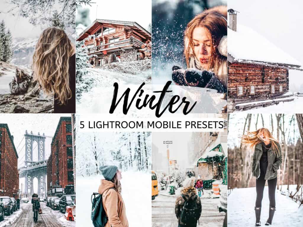 winter snowy bright lightroom mobile presets