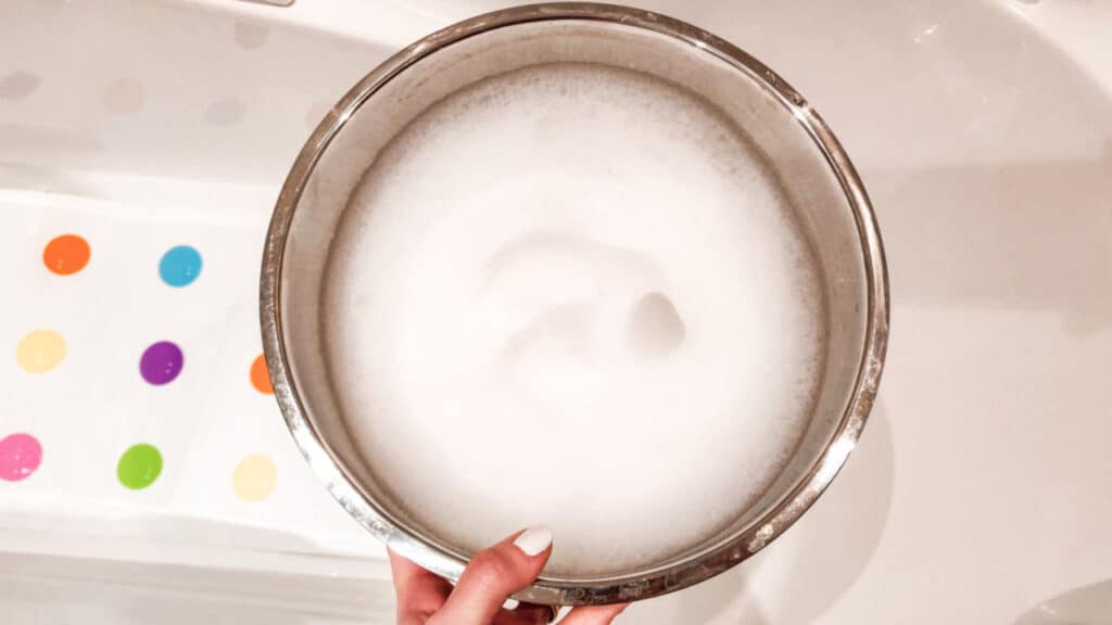 colored bath foam toddler activity at home