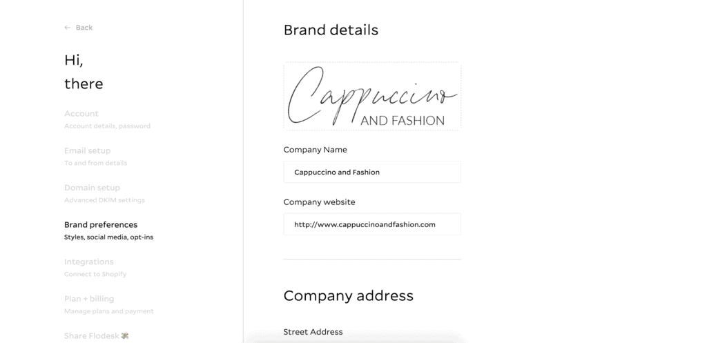 How to add brand details to Flodesk