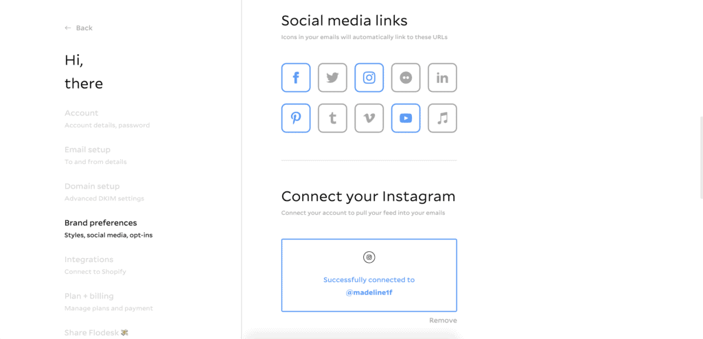 How to add social media and Instagram to Flodesk