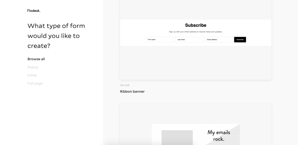 Flodesk opt-in form templates
