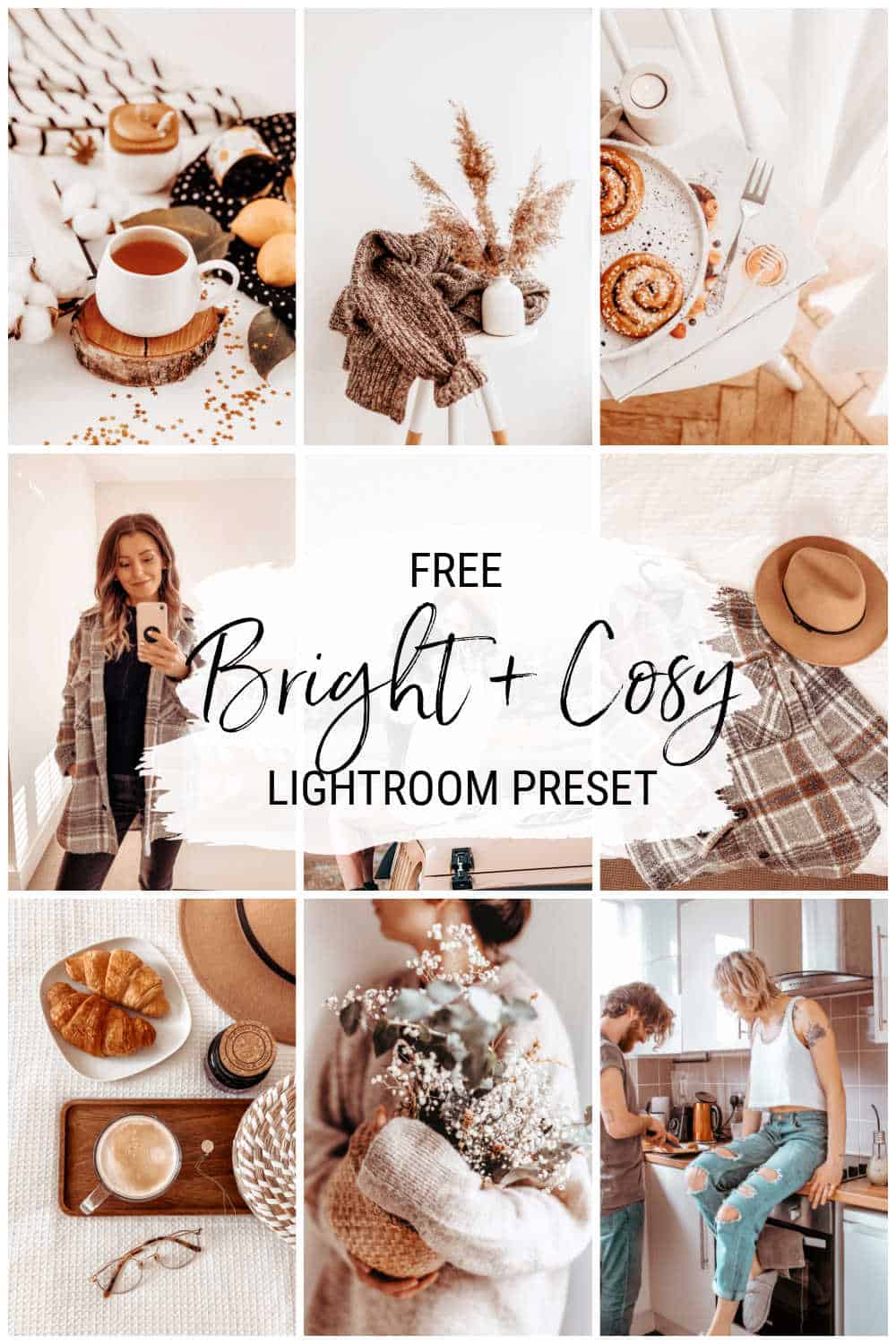 Bright and airy cosy free Lightroom preset for bloggers