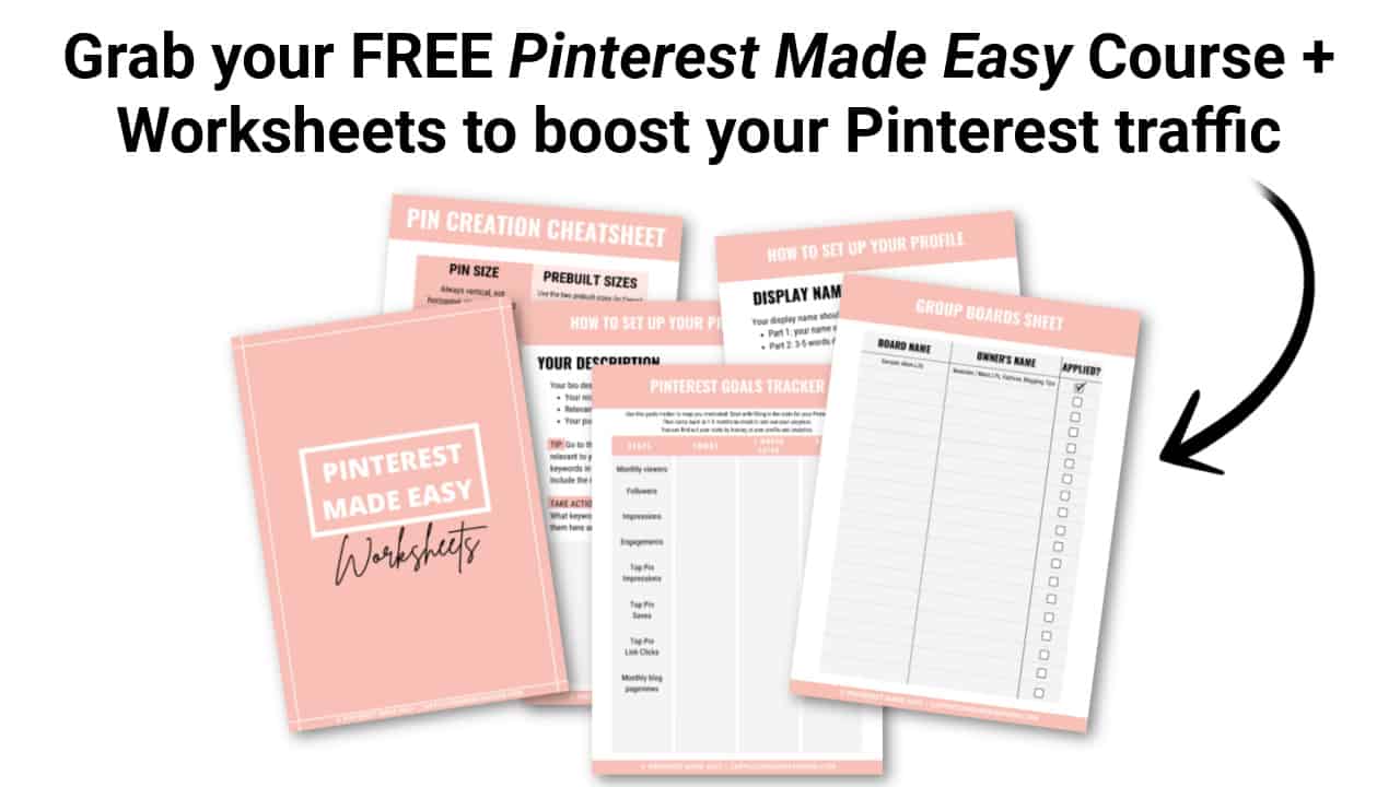 Free Pinterest Made Easy Course and Worksheets for Bloggers