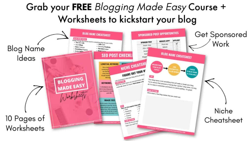 Free Blogging Made Easy course worksheets for beginners