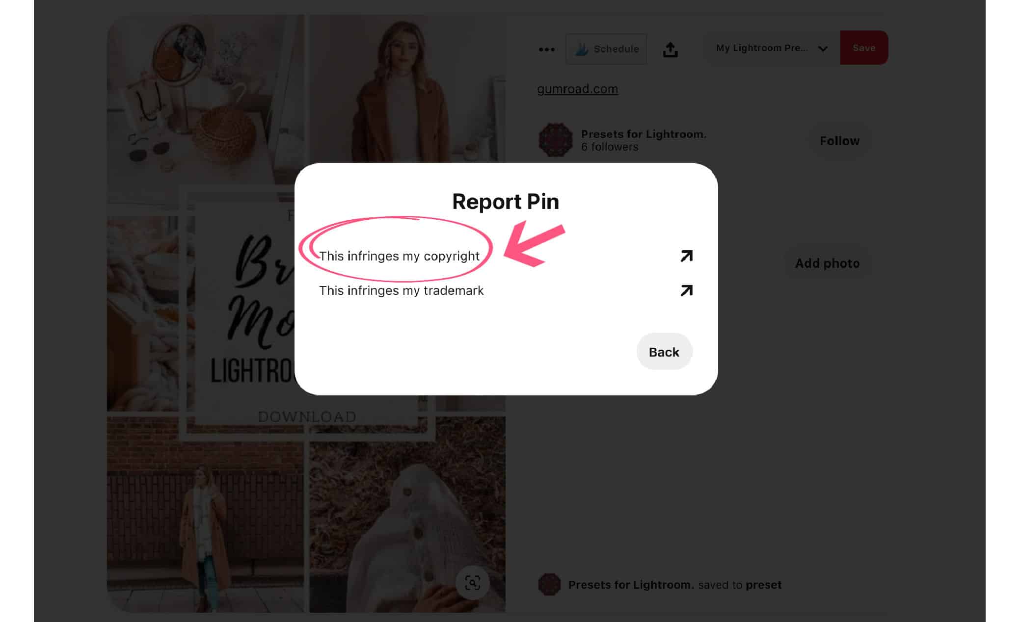 How to claim copyright infringement on Pinterest
