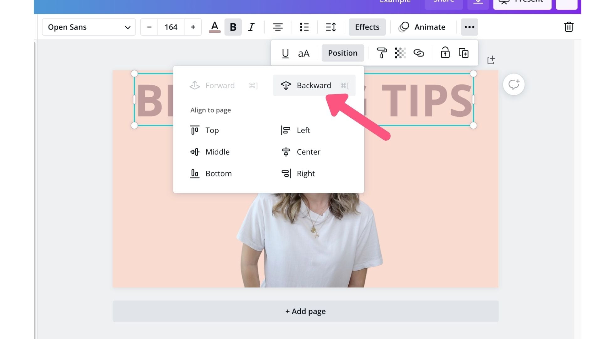 How to Add Text Behind Image in Canva