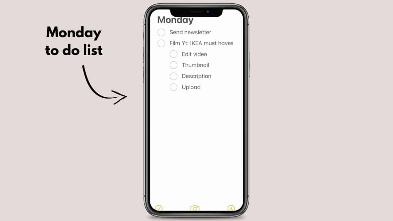 How to organise daily to do lists notes app on iPhone
