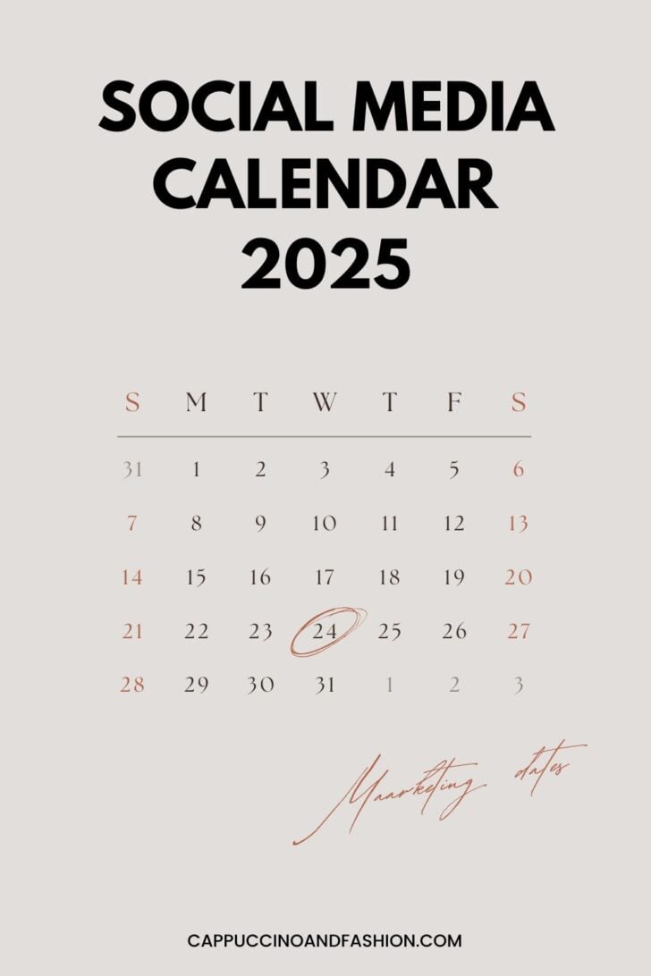 Social Media Content Calendar Key Marketing Dates UK 2025