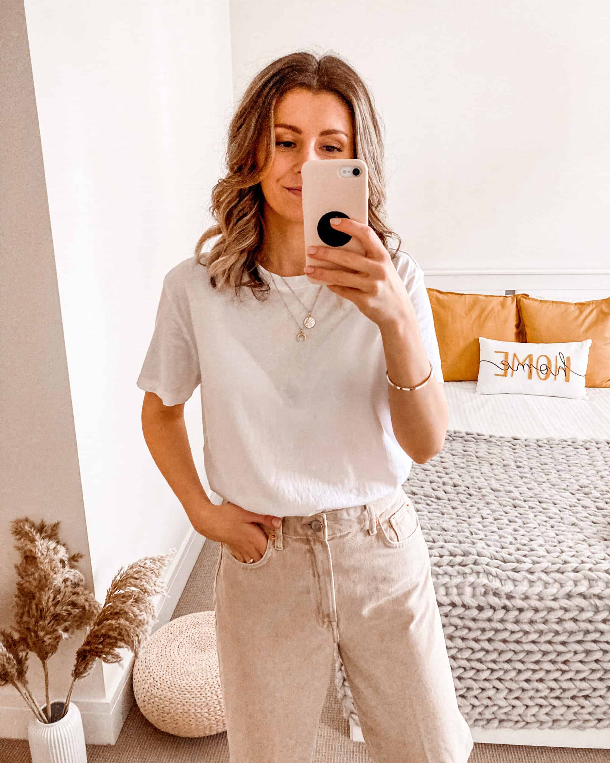 H&M spring Capsule Wardrobe White T-shirt Outfit ideas