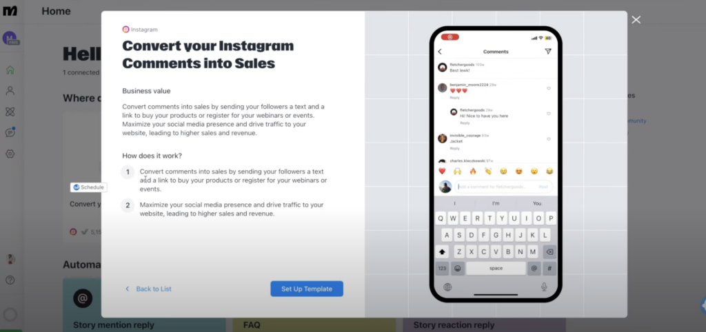 How to Send Auto DM to comments on Instagram Manychat Tutorial