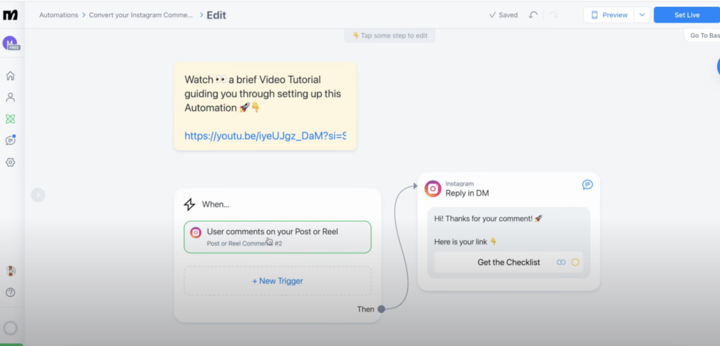 How to Send Auto DM to comments on Instagram Manychat Tutorial