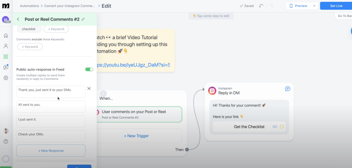 Dm Post Examples How to Auto DM Someone Who Comments on Your Instagram Post using ...